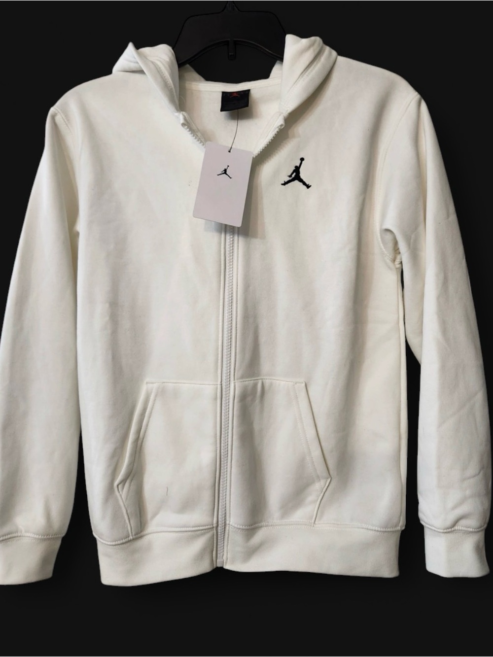 Jordan White Full-Zip Hoodie with Black Jumpman